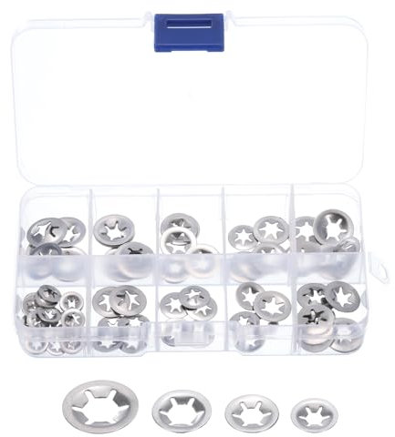 QUARKZMAN 80Stk Innere Zahn Unterlegscheiben Set 4 Größen M3/M4/M5/M6 Schnellverschluss Sternverriegelung Unterlegscheiben 304 Edelstahl Aufsteckbare Schnellspanner Verschlüsse