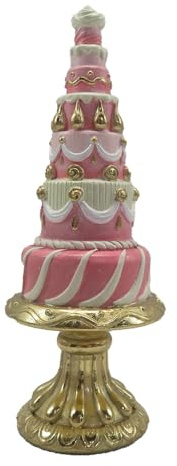 Clayre & Eef Dekorationsfigur Kuchen Ø 8X 21 cm Rosa Kunststoff