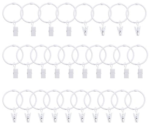 sourcing map Paquete de 28 Anillas Accesorios Cortinas, Pinzas Ganchos Alzapaños Cortinas, 1.5 pulgadas de diámetro interior, Vintage, Decorativo, Resistente al Óxido, Color Blanco