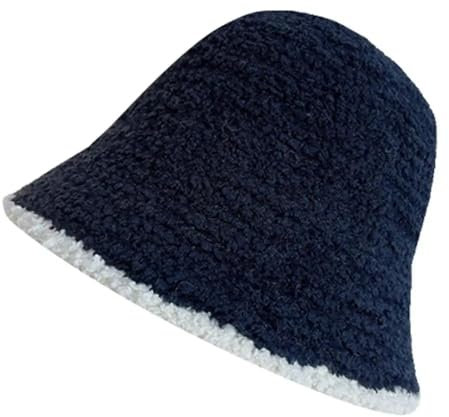 YUEZHAN Damen Herren Mode Dick Gestrickter Hut Frauen Warm Fischer Hut Hip-Hop Schädel Mütze Mütze Winter Bonnet Bucket Cap Schwarz