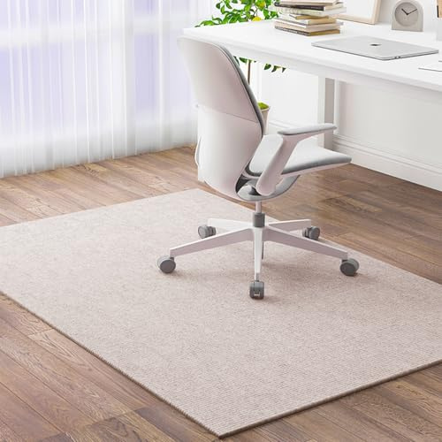 Generisch Schreibtischstuhlmatte für Hartböden, rutschfeste Bürostuhl Unterlage Teppich, Bodenschutzmatte Bürostuhl-Bodenmatte, Gaming Computerstuhl Teppich für Heimbüro, Laminat,Beige,60x 90cm