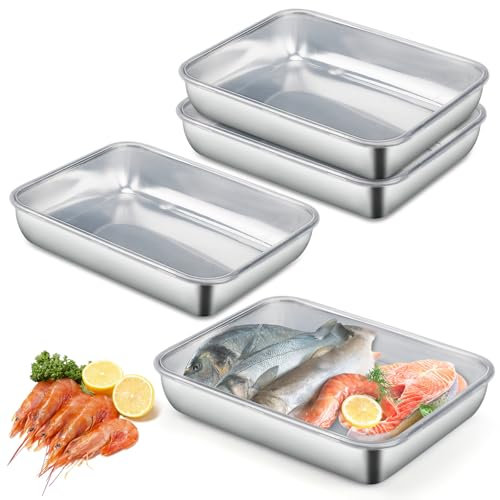 imposyu 4 Piezas Recipientes para Alimentos Cajas de Conservación Alimentos Acero Inoxidable Reutilizables Recipientes Herméticos para Alimentos con Tapas para Cocina Trabajo Picnic