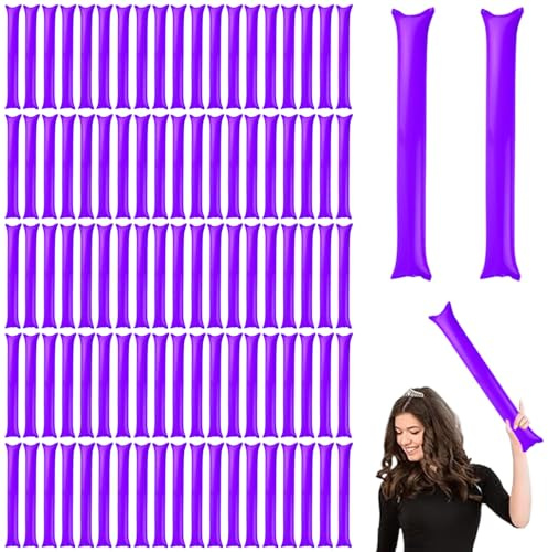 Obelunrp Thunder Sticks, 100pcs Boom Sticks Lärmmacher, aufblasbare Cheerleading -Spirit -Sticks, Plastik -Boom -Stick für Sportveranstaltungen Tanz Basketball -Fußballspiel (lila)