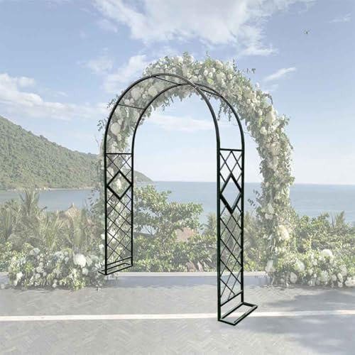 Arche de jardin en métal pour plantes grimpantes - Arches de jardin solides et robustes pour roses et vignes - Revêtement en poudre - Vert - 140 x 230 cm