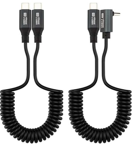 Leehitech 2 Pack Coiled USB C to USB C Cable, 20Gbps Data Transfer 0.5M-1.8M Retractable Extende USB Type C Cable,100W PD Fast Charging and 8K Display for iPhone 16/15, Macbook, iPad, Galaxy S24