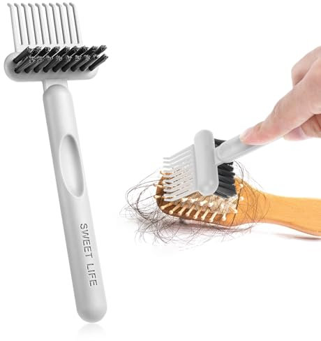Brush Cleaning Tool 2-In-1 Comb Cleaner Effective Hairbrush Cleaner Small and Portable Suitable for Travel,Good Comb Brush for Women(Grey)
