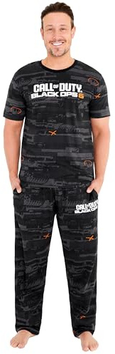 Call of Duty Pyjamas for Men PJs Set T-Shirt Long Bottoms Black Ops 6 Nightwear Lounge Set Jammies Gamer Gifts for Him