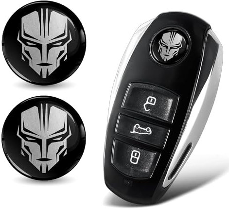 SkinoEu 2 x Ø14mm 3D Schlüssel Emblem Aufkleber Stickers Für Fernbedienung Auto Moto Logo Key Badge Tuning Schwarz Silber Roboter Bot KSK 35