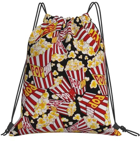 Yiyilong Rucksack mit Popcorn-Druck, Kordelzug, Turnbeutel für Sport, Fitnessstudio, Reisen, Schwimmen, Strand, Weiss/opulenter Garten, Einheitsgröße