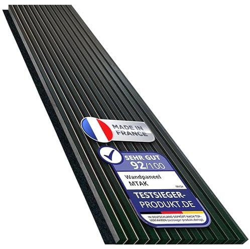 Akustikpaneele MDF Holz 60x270 cm, 21 mm Dicke | 2er Set Akustikplatten | Wandpaneele Holzoptik | Akustikpaneel Wandverkleidung | Moderne Lamellenwand mit Schallabsorption (Schwarz Bute)