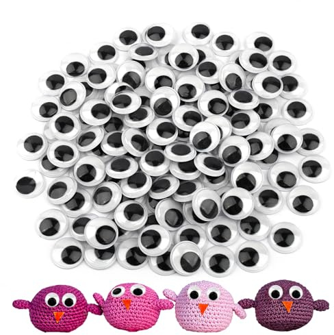 Hoiny Wackelaugen Selbstklebend Groß, 120 Stück Kunststoff Kulleraugen, 20cm Runde Schwarz Wackelaugen, Bastelaugen Augen Aufkleber für Scrapbooking, Handwerk und Spielzeugzubehör