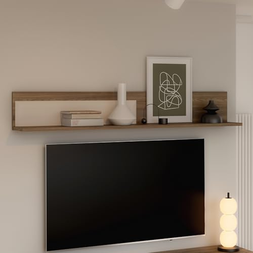 Forte MAREDA Wandregal 170, Kaschmir/Beige, Valencia Eiche Dekor/Sand, 170 cm breit, 25,6 cm hoch, 21,9 cm tief