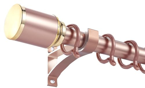 JTPMYFT Verdickte, geräuscharme Gardinenstange aus Aluminiumlegierung, römische Stange, gestanzte Seitenhalterung, Gardinenschienensatz inklusive Zubehör(Rose Gold,120cm)