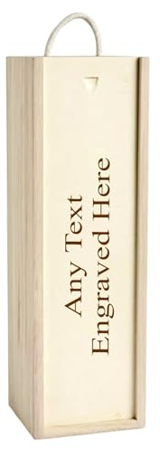 [Custom] Personalised Engraved Any Text Wooden Wine Box Selection of Sizes Single Bottle Double Bottle (Single Bottle)