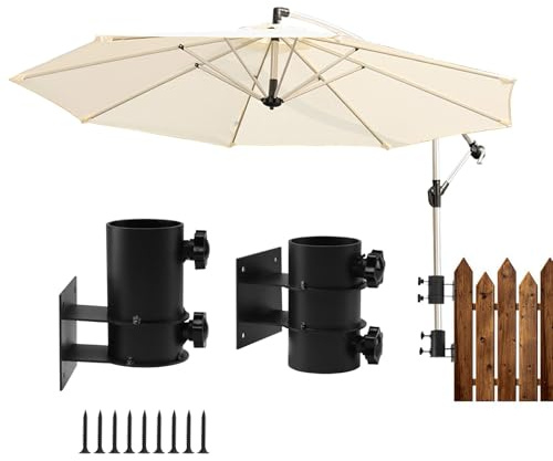 Tefola Pied de parasol mural, support de parasol réglable, support de parasol pour balcon, support de balcon pour parasol, pour montage sur pont, clôtures, balcon ou cour en plein air, etc