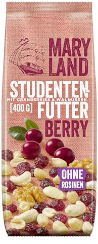 Maryland Studentenfutter Berry 400g - Cranberries, Erdnusskerne, Walnusskerne in Nuss Frucht Mischung - mit Erdnusskernen aus eigener Röstung in Deutschland - ohne Rosinen (1x 400g)