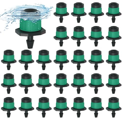 200 piezas de goteros de 1/4 pulgada para riego, TOROKOM aspersor Vortex micro gotero de riego, gotero de riego micro ajustable herramienta emisor gotero para riego de jardín (verde)