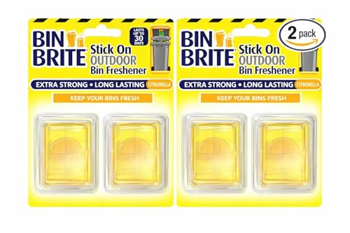 Bin Brite Outdoor Bin Freshener 4 Pack – Citronella – Extra Strong Long Lasting Odour Eliminator – Repels Flies & Bugs