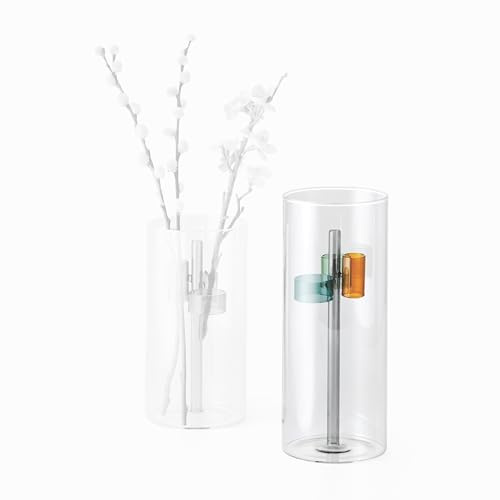 PHILIPPI GIARDINO Vase - Borosilikatglas Vase, Modernes Design mit Glasringen, Dekorativ für Blumenarrangements (L)