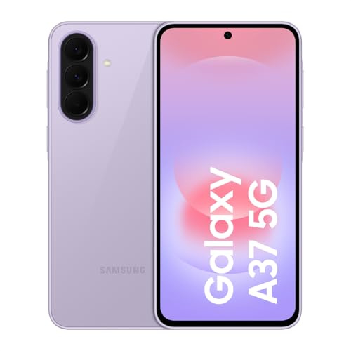 Samsung Galaxy A37 5G, Schlankes AI-Smartphone, Awesome Intelligence, 128 GB Speicherplatz, 50 MP Weitwinkel-Kamera, Bis zu 2 Tage Akkulaufzeit, IP68 e Lavender, 2,5 Jahre Herstellergarantie