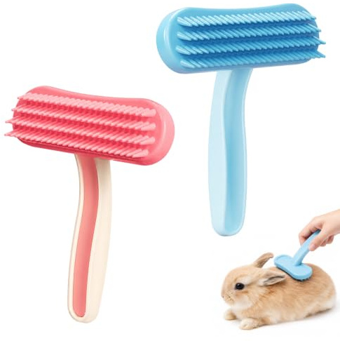 2 Pack Rabbit Brush Rabbit Grooming Kit Soft Blue And Pink Bristle Brush For Rabbits Guinea Pigs Hamsters Small Pets Daily Fur Detangling And Gentle Massage