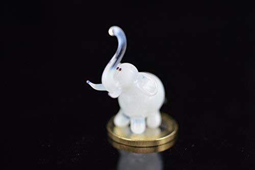 Elefant Mini - Miniatur Figur Glas Glasfigur Weißer Elephant Weiß - Deko Setzkasten Vitrine Sammler Glücksbringer