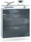 Vladon Schuhschrank Malea, hängender Schuhkipper für 16 Paar Schuhe mit 2 Klappen und 1 Schublade und Glasablage, Weiß matt/Grau Hochglanz (89 x 96 x 23 cm)