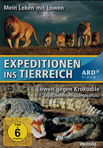 Expeditionen ins Tierreich (ARD / Weltbild) - 2 Folgen - Mein Leben mit Löwen + Löwen gegen Krokodile - Jagdszenen am Luangwafluss