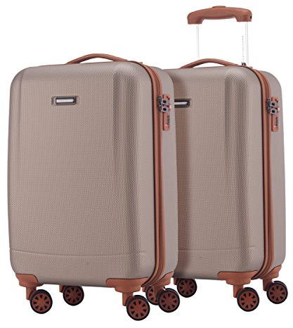 HAUPTSTADTKOFFER - Wannsee - 2 x Handgepäck Koffer-Set Trolley-Set Rollkoffer sehr Leichter Reisekoffer, ABS Hartschalenkoffer 4 Rollen, TSA Zahlenschloss, Champagner