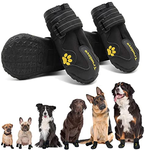 Expawlorer Hundeschuhe für große Hunde, Hundeschuhe und Pfotenschutz für den Winter mit rutschfester robuster Sohle, wasserdichte Hundeschuhe für Schnee, Regen, Hundeschuhe für heißen Gehweg, Wandern,
