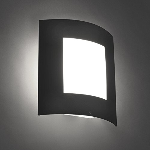 Qazqa Modern außen Wandleuchte, Außenlampe, Wandlampe für den Garten - Emmerald - Dunkelgrau, max. 40W, Geeignet für LED, 9cm, IP44, Rechteckig
