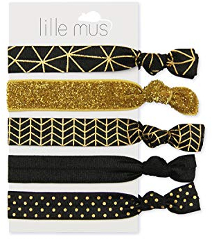 lille mus Haargummis oder Armbänder Schwarz 5er-Set Glitzer