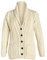 Aran Woollen Mills Ladies Merino Wool Cable Knit Irish Shawl Cardigan Sweater with Pockets (Medium, Natural)