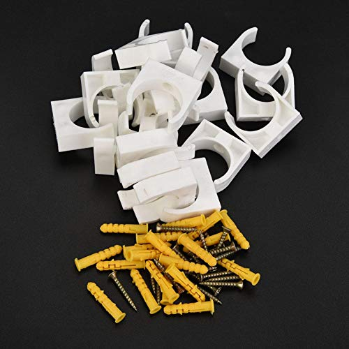 20 stücke 16/20/25 / 32mm Home U-förmige Rohrschelle Wasserleitung Feste Clips mit Schrauben PPR Einstellbare Wasserversorgung Rohrhalter Schellen Clips Rohr Rohr Drahtschellen Clips Weiß (32mm)
