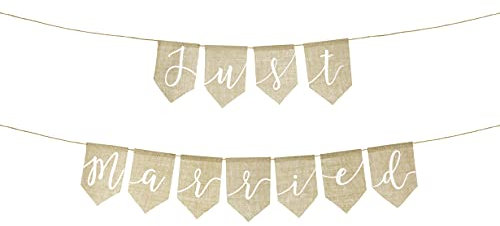 PartyDeco Banner Just married 23x185cm Hochzeit Party Familientreffen Textilmaterial