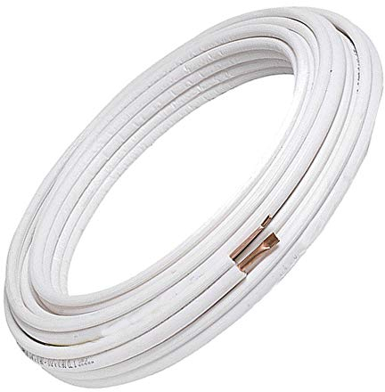 Fazio Srl R410A R407C R32 Tubes de cuivre pour climatiseur, accouplement 1/4 + 3/8, convient pour gaz 7 Metri (7+7) Blanc