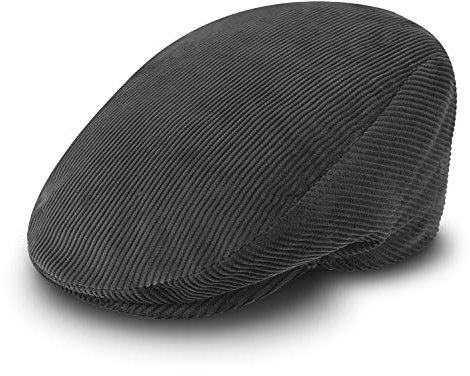 fiebig Cord Flatcap für Damen & Herren | Schiebermütze aus Baumwolle mit gestepptem Innenfutter | Flache Cordmütze Made in Italy (59-L, grau)