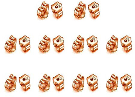 Suithink 10 Pairs 4mm 925 Sterling Rose Gold Earring Backs Hypoallergenic Replacements Butterfly Studs Earring Backs