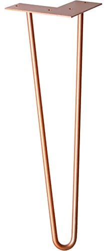 Wagner Möbelbein/Tischbein/Möbelfuß - Hairpin Leg - Retro Style - Stahl pulverbeschichtet Kupfer, 12 x 12 x 40 cm, Bein konisch/schräg verlaufend, integrierte Anschraubplatte - 12824401