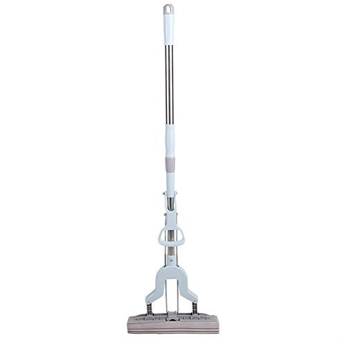 BuyWeek Schwamm Wischmopp, Edelstahl Teleskopgriff Saugfähiges Schwamm Mop Bodenwischer Bodenreinigungswerkzeug für den Heimgebrauch