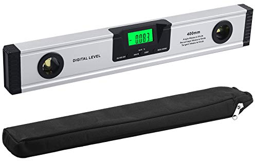Neoteck Wasserwaage Digitaler LCD Wasserwaage 16 Zoll 400mm LED Winkelschmiege mit V-Nut Magnetfuß, Audioanzeige, 4 Einstellmodi Angle Measurement Tool für Dächer, Geländer, Rampen