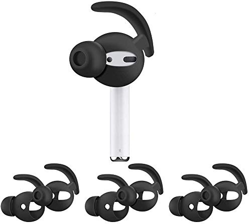 Zotech AirPods Ear Hooks Cover, 3 Pairs Silicone Earbuds Tips Compatible with AirPods 1 & 2 or EarPods, Black