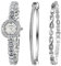 Clastyle Damenuhren und Armband Set Silber Strass Elegant Frauen Armbanduhr mit 2 Armband Edelstahlband Kleine Uhr Set Geschenk