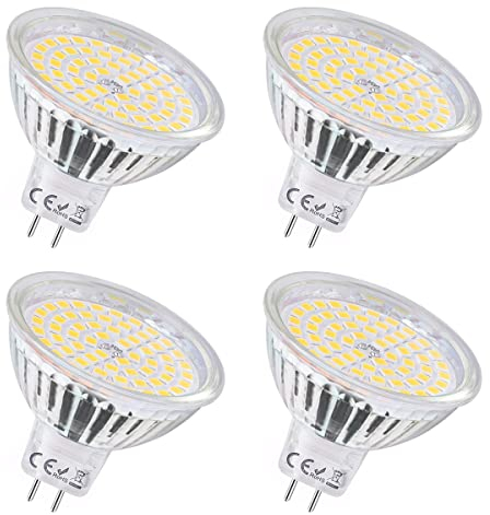 SanGlory 4 Stück MR16 GU5.3 LED Neutralweiss 5W 380 Lumen MR16 Spotlights Neutralweiß 4000K Ersetzt für 50W Halogenlampe, Energiesparlampe GU5,3 LED Lampen Abstrahlwinkel 120º, AC/DC 12V