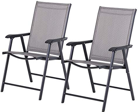 Outsunny Klappstuhl mit Armlehne 2er Set Campingstuhl Angelstuhl Metall Grau 58 x 64 x 94 cm