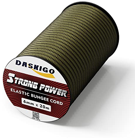 Cordoncino elastico ammortizzatore, 6 mm x 20 m, verde militare