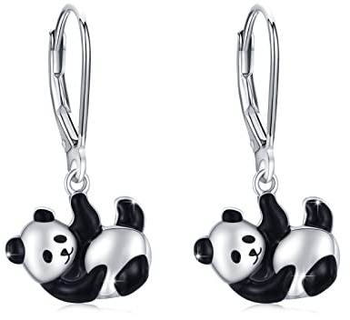 Tier Ohrringe Mädchen 925 Sterling Silber Panda Ohrringe für Damen Kinder Kleine Creolen Kreis Ohrringe Tier Panda Schmuck für Tochter