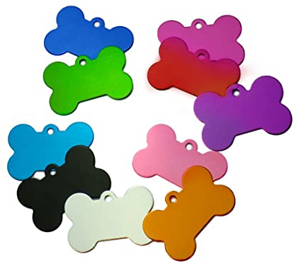 10 Piezas Chapa Hueso para Mascotas Medianas-Grandes 38 x 25 mm Hueso Chapa Perro Etiquetas de Perro Personalizada Grabado para Mascotas Acero Inoxidable