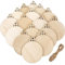20 Pieces Christmas Wooden Baubles Round Wood Slices Wood Disc Hanging Ornaments Baubles for DIY Crafts Christmas Tree Decoration