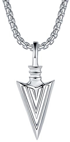 REIOT Pfeil Halskette für Herren, Pfeil Anhänger mit Edelstahlkette, Herrenamulette Nordischer Schmuck